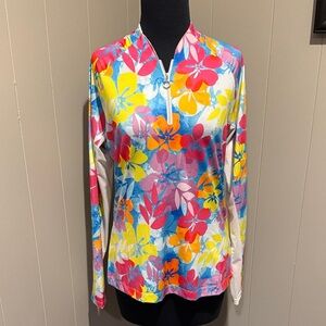 Tail Vibrant Floral Zip Up Mesh Activewear Outdoor Long Sleeve Jacket